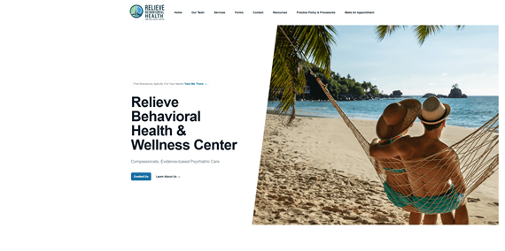 Relieve Behavioral Health & Wellness Center website